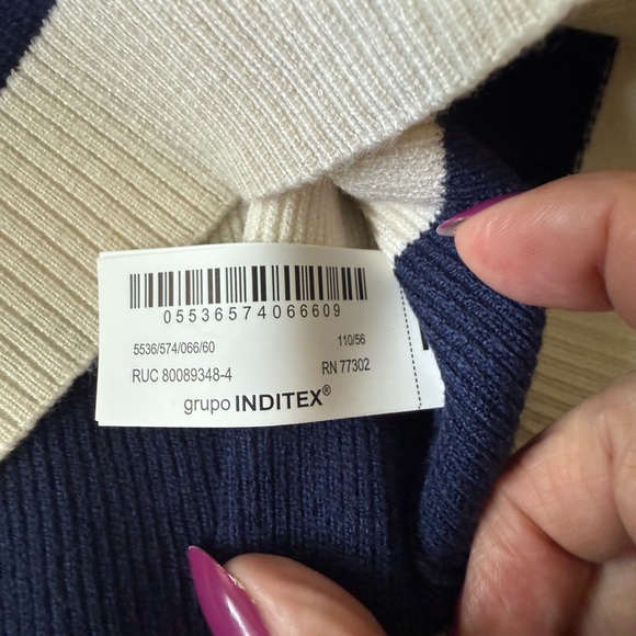 Zara Toddler Striped Navy and Cream Sweater Dress NWOT Size 4T - Picture 6 of 7